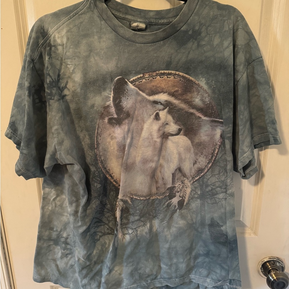 Wolf Graphic Tie-Dye Short Sleeve Tee - Blue